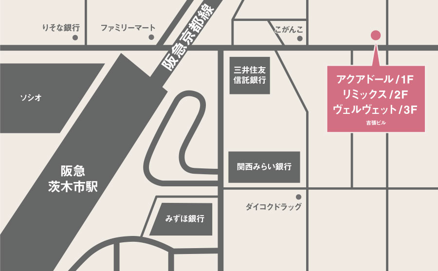 茨木市の人気キャバクラ 地図早見表