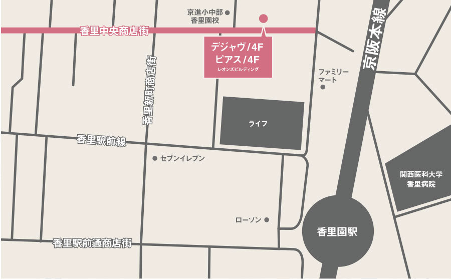 寝屋川・香里園駅の人気キャバクラ/地図早見表